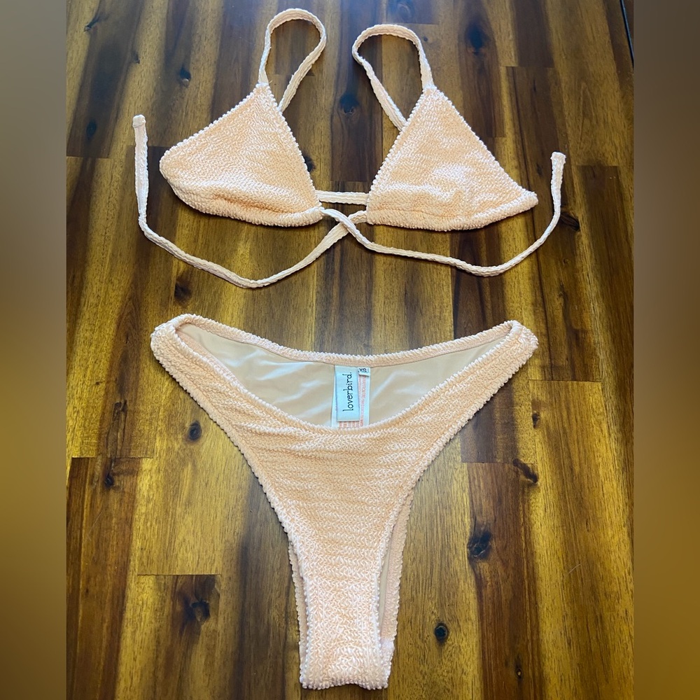 Loverbird Textured Peach Bikini Set Size XS / Small